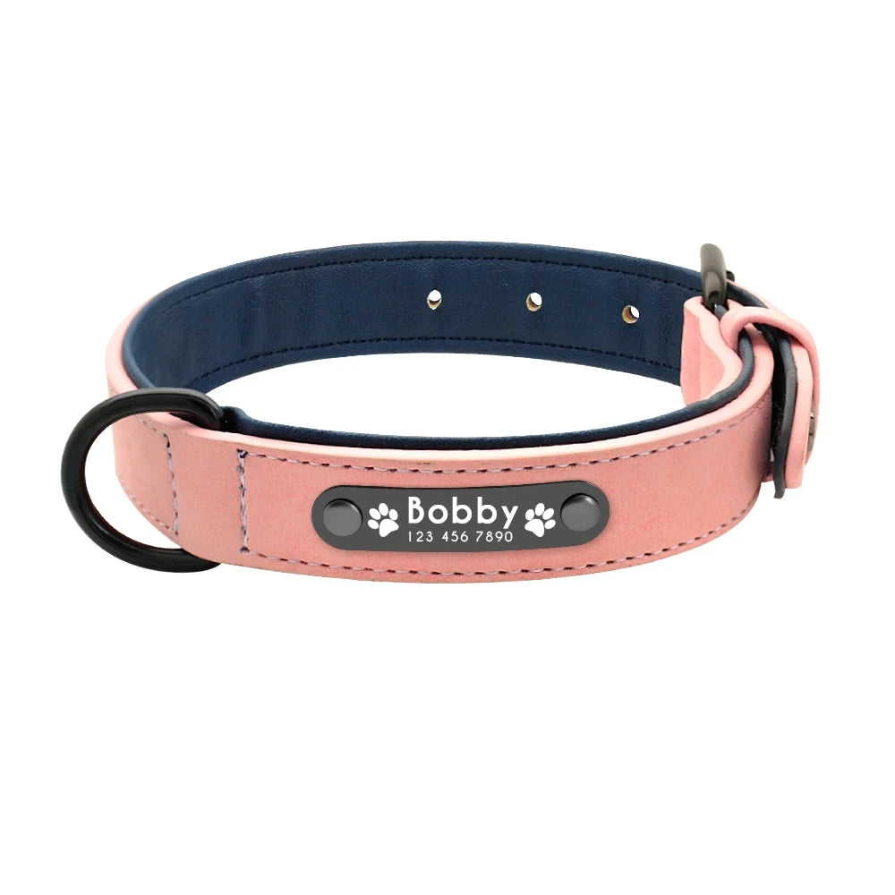 Personalized Leather Dog Collar and Leash Set