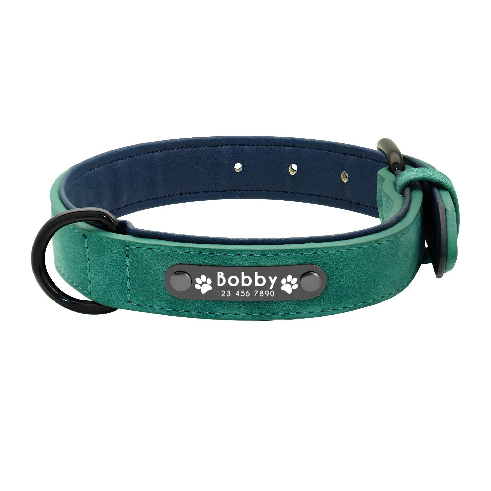 Personalized Leather Dog Collar and Leash Set