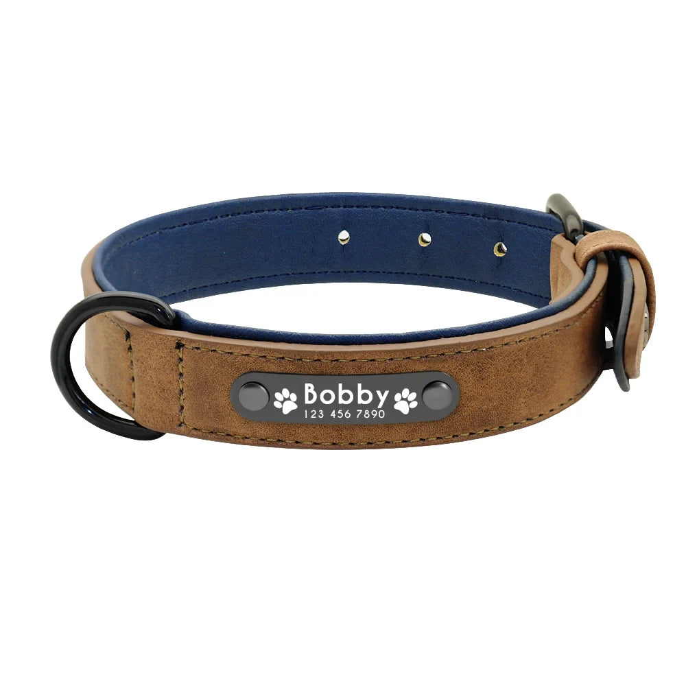 Personalized Leather Dog Collar and Leash Set