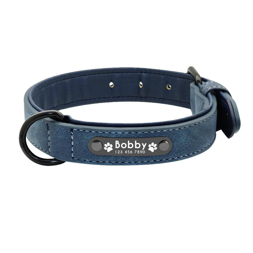 Personalized Leather Dog Collar and Leash Set